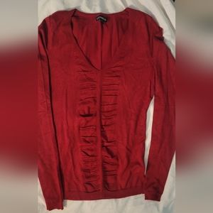 Express red v-neck ruched sweater